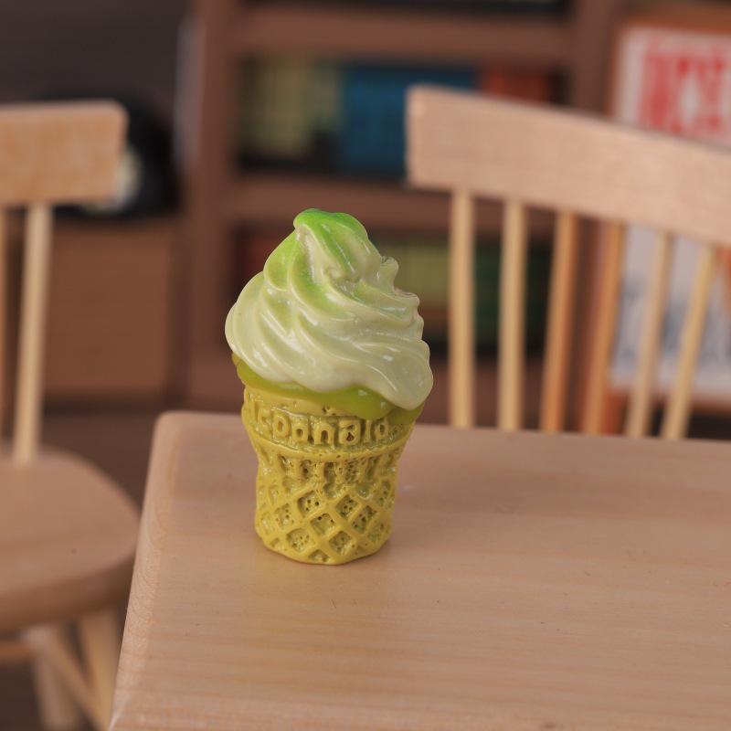 3D Ice Cream Cone Miniature Keychain Pendant Resin Ornament Decoration