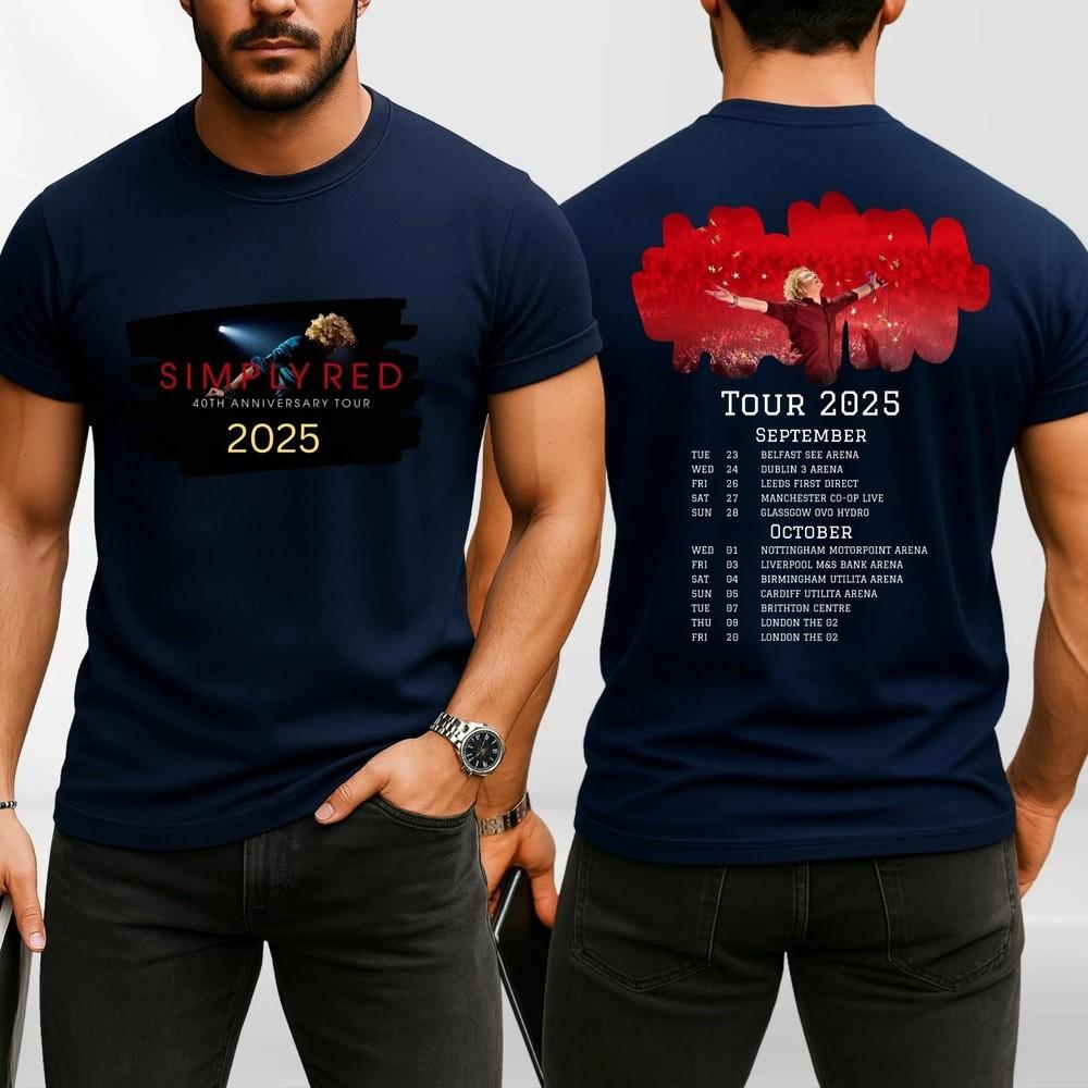 Simply Red 40. výročí turné 2025 3D tričko s potiskem vpředu a vzadu