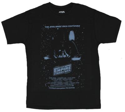 Star Wars Mens T-Shirt - The Saga Continues Empire Strikes Back Vader Poster