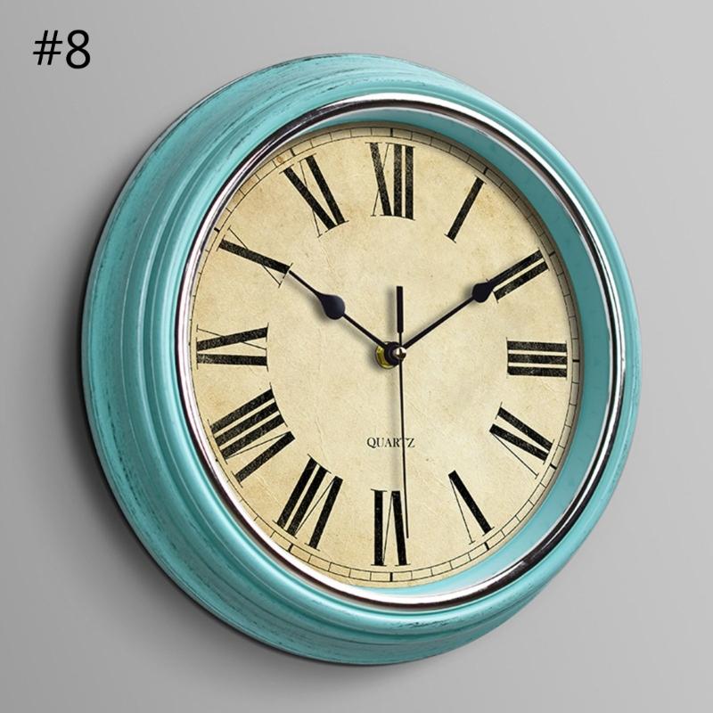 Wall Clock 12-inch Large Retro Wall Clocks Non Ticking Classical Quiet Clocks Living Room Kitchen Bedroom Office Decor A0KF