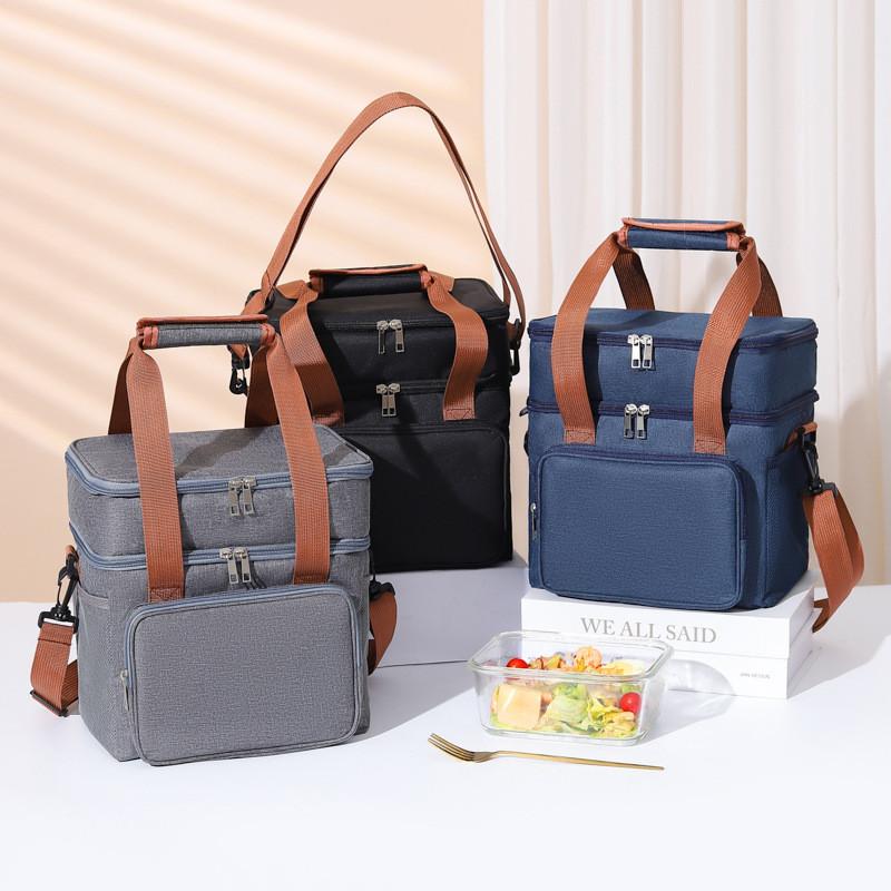 Layer Cooler Double Insulated Lunch Bag Adjustable Strap Cooler Outdoors Student