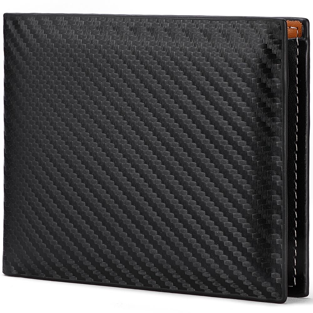 Men's Carbon Fiber Zipper Card Holder - European & American Style Horizontal Wallet