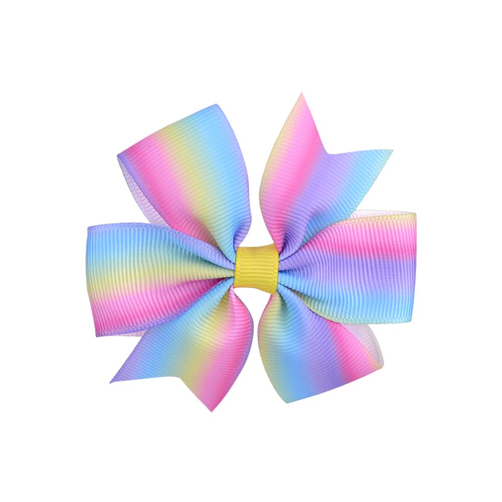 3,2 Zoll Grosgrain-Band Boutique Farbverlauf Haarspangen mit Clip für Mädchen Kinder Handgefertigt Windrad Regenbogen Schleifen Accessoires