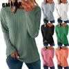 Women's Fashion Casual Solid Color Print Long Sleeve O Neck Blouses & Shirts
