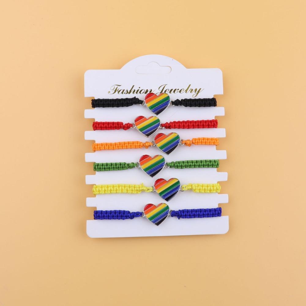 6pcs Bohemian Style Rainbow Bracelet Handmade Braided Rainbow Rope for Men Women  Gift