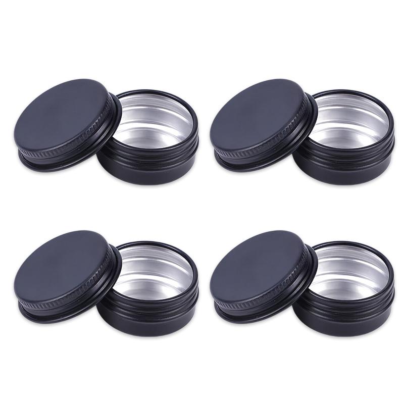 4Pcs Aluminum Tin Jar, Leak Mini Proof Refillable Bottle Salve Tin, Screw Lid Metal Tins Containers for Spice Powder Candies