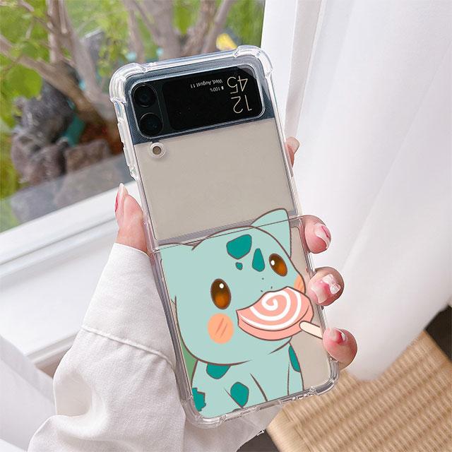 

Роскошный чехол для Samsung Galaxy Z Flip 3 4 5G Funda Z Flip3 Clear PC Hard Противоударный чехол для телефона Shell Pikachu Pokemon Samsung Z Flip4 5G