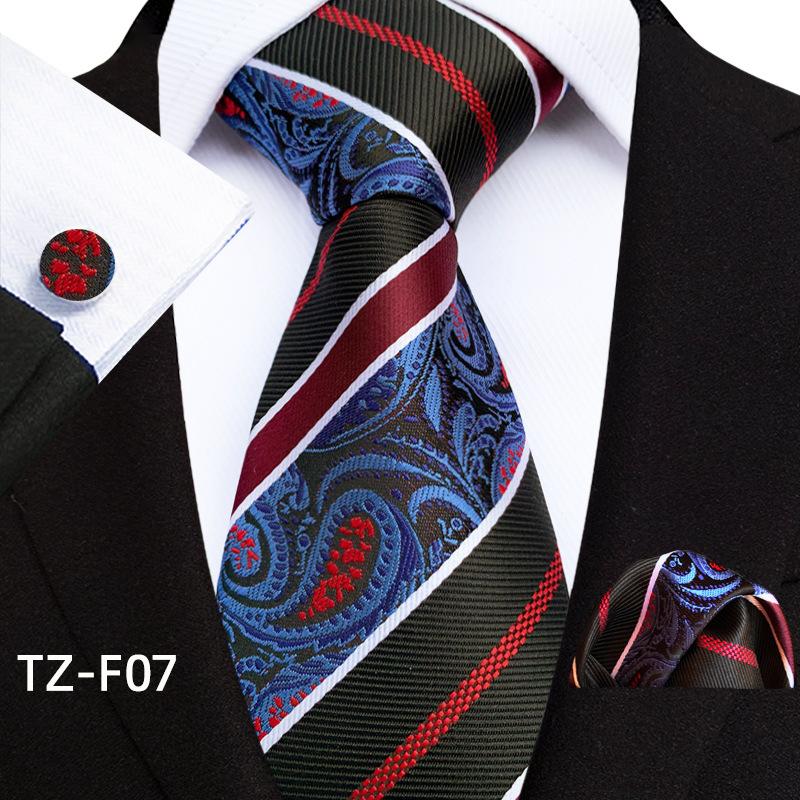 Paisley Waist Flower Men'S Tie Pocket Towel Cuff Three-Piece Set