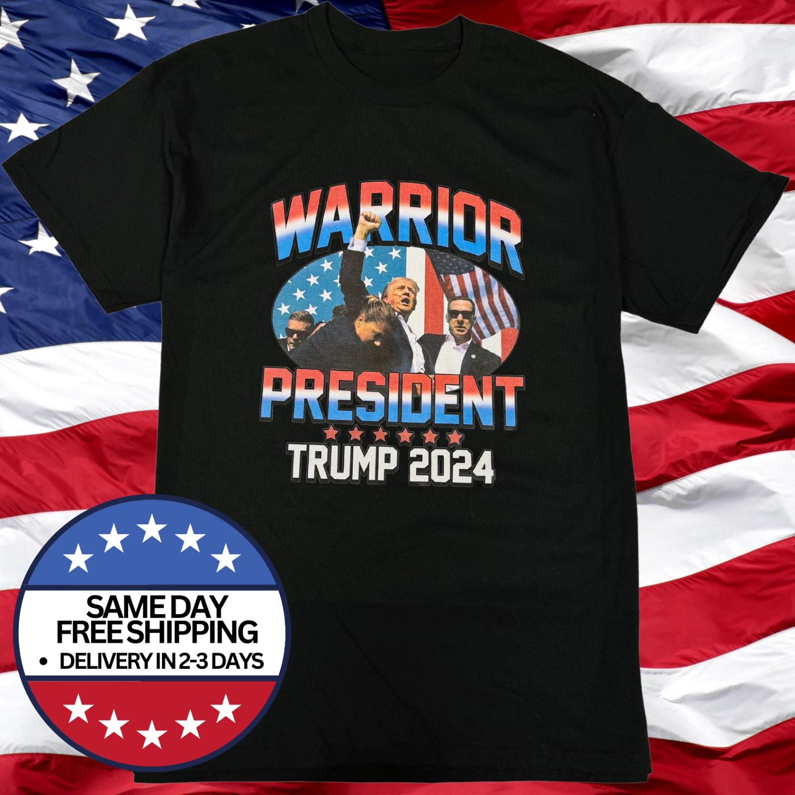 President Donald Trump WARRIOR PRESIDENT TRUMP 2024 Rally Shooting Shirt BLACK S