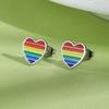 Vnox Stainless Steel Rainbow Heart Earrings For Women,Dainty Women's Stud Earring,Fashion Jewelry With Metallic Shine Party Wear