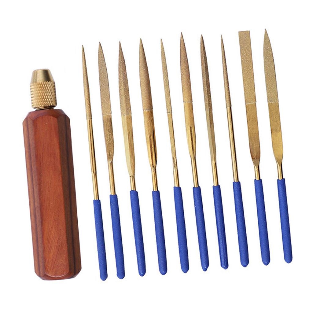 11Pcs Small File Set Alloy Jewelers Files Woodworking Metal Wood Plastic Carving Tool Rosewood Hex
