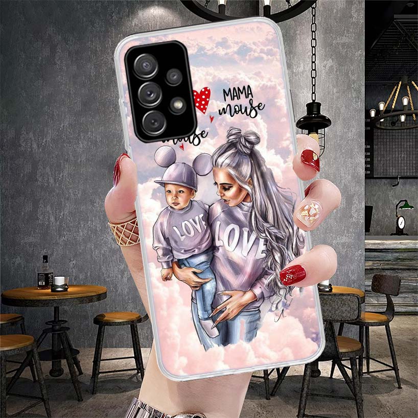 Girl Super Baby Mom Pink Soft Phone Case For Samsung Galaxy A12 A22 A32 A52 A72 A02S A51 A50S A71 A70 A31 A20S Note 20 Ultra S10