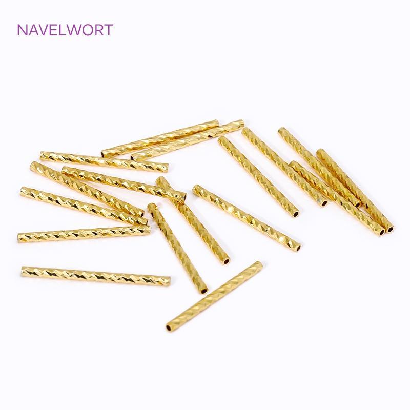 10/15/20mm Pruhované trubičkové korálky 18K pozlacená mosaz Rovné dlouhé trubičkové korálky pro DIY výrobu náramků a šperků