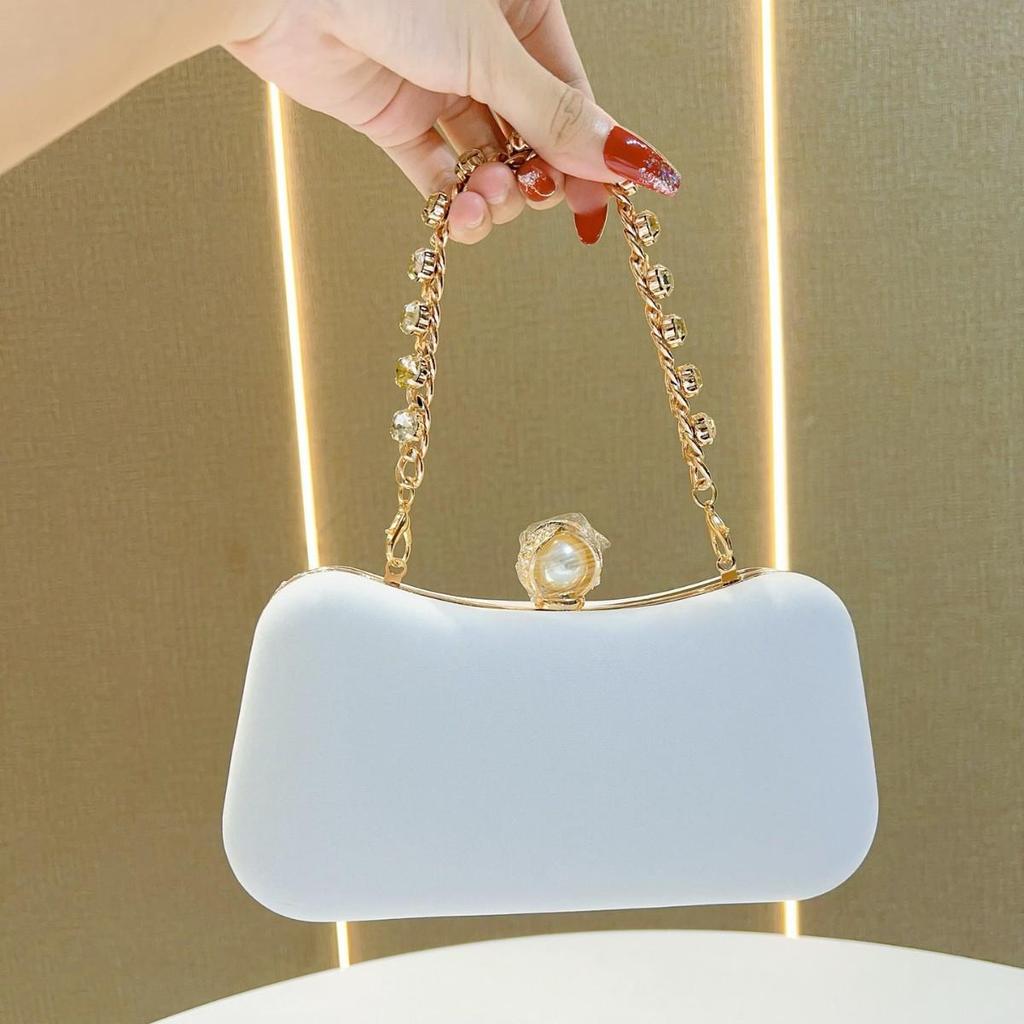 Samt Strasskette Schultertasche - Elegante Crossbody Abendhandtasche für Damen