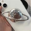 3D Silver Planet Love Heart Mirror Metal Bracket Phone Grip Tok Holder For iPhone Accessories Finger Ring Stand Gift