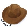 Summer shading drawstring straw hat men's cowboy hat outdoor sun protection fishing hat neutral jazz breathable top hat