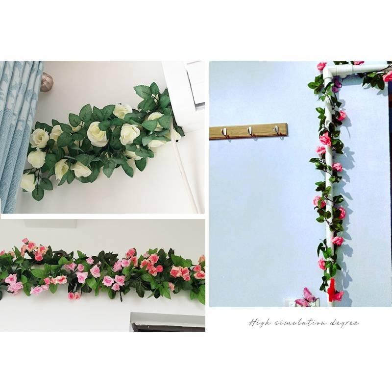 Elegant 69-head White Rose Artificial Vine For Wedding And Home Decoration