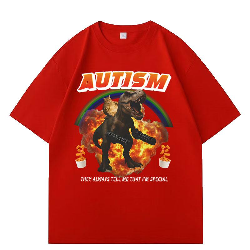 Autism Funny Cat Meme T-shirt Women Tide Crewneck Short Sleeve T-shirts Summer Streetwear T Shirt