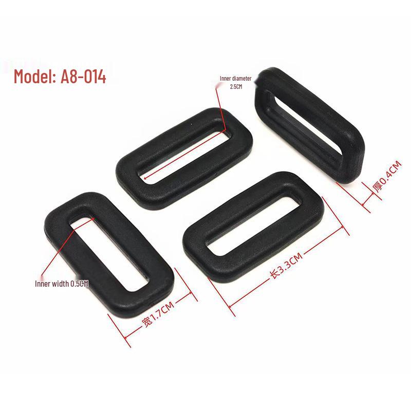 Black Plastic Rectangular Ladder Buckle - Adjustable Bag and Backpack Strap Accessory.