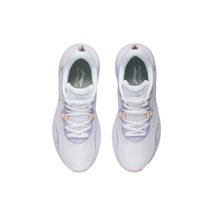 LiNing Fabric Reflective Water-Resistant Shock-Absorbing Non-Slip Durable Low-Top Casual Shoes Women Casual Shoes White Blue AGLR332-2