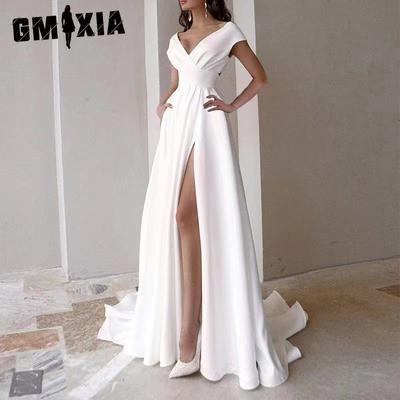 Wrapped Chest Ruffled Red Black White Mid-waist Solid Color Commuter Dress Dress Evening Gown