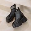 Leather Mesh Martin Boots Women's Thick Soles 2025 New Summer Hollow Breathable Mesh Boots Women's Heightening Boots Short Boots