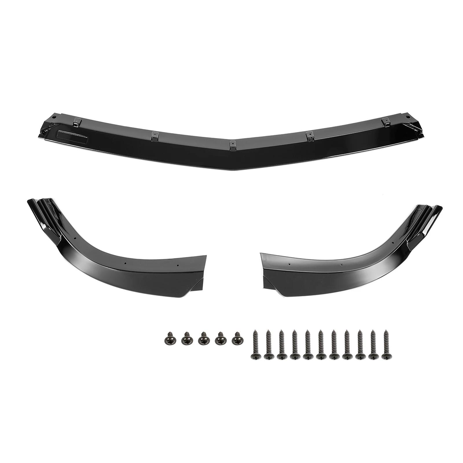 Car Front Bumper Lip Splitter Spoiler Protection for Mercedes Benz W204 C200 C250 C300 Sport 2012-2014 (Gloss Black Carbon Fiber gloss black