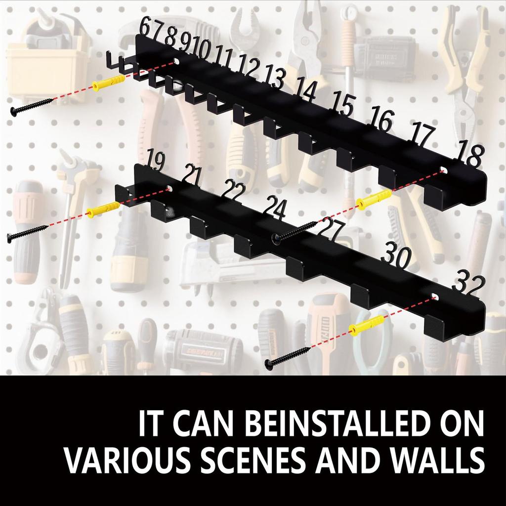 Wrench Organizer Wrench Wall Holder Wall Mount Storage Hook For Garage Shed Work Van Garden Shop Mechanic Yard Workshop