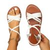 Women's shoes large size 2025 summer wear Internet celebrity tide weaving flat bottom fashion vacation beach shoes pinch sandals