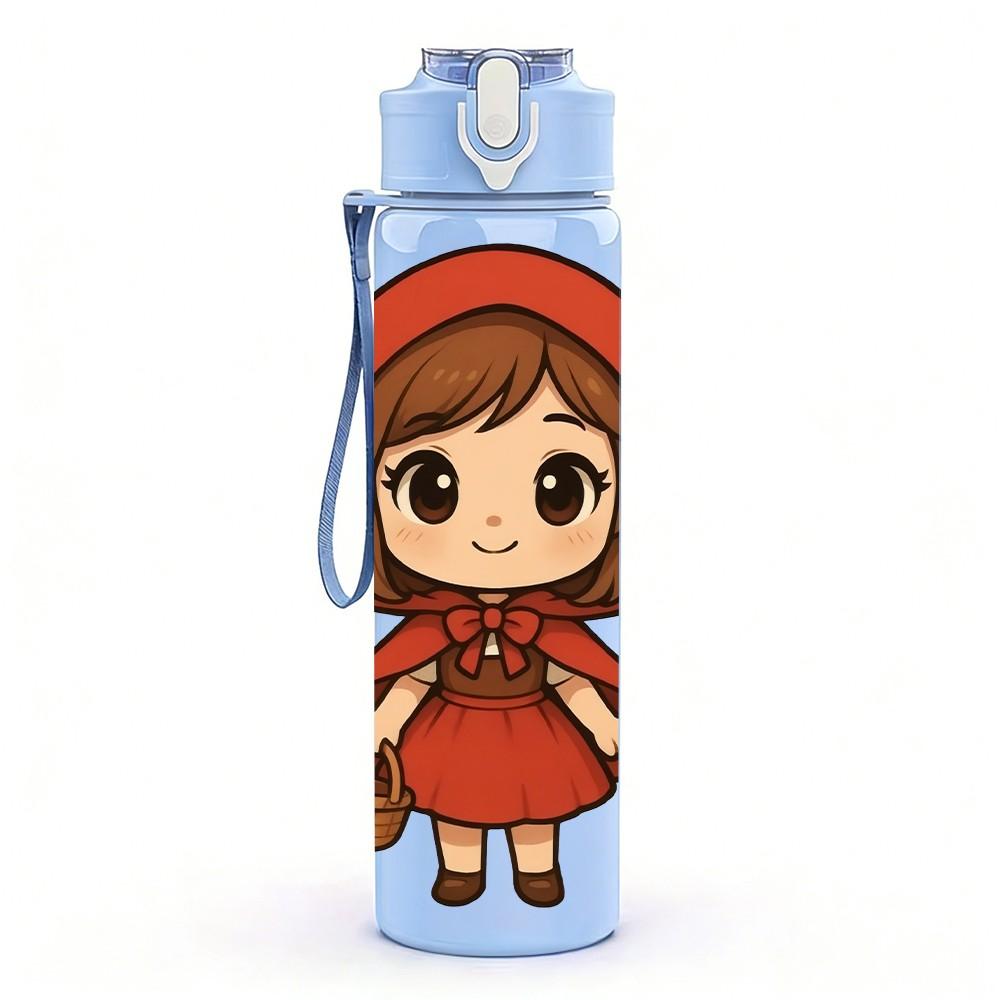 1PC Red Hood Little Red Riding Hood Print 750ml Color Plastic Sports Water Bottle Leakproof Flip Straw Lid Suitable for Sports Office Home Use