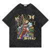 Vintage Washed T Shirt Men Summer Hip Hop Loose Y2k T-shirt JoJo Bizarre Adventure Anime Print Cotton Casual Short Sleeve Tshirt