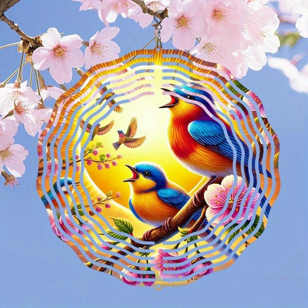Handcrafted 3D Metal Wind Chime Mandala Floral Birds Design Outdoor Garden Patio Balcony Decor No Electricity Needed Weather Resistant