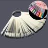 Onwon 100 Pieces Nail Art Polish Display Practice Stick with Metal Split Ring Holder - Fan Shape Finger Clipper Nail Art Tips Display Swatches Nail
