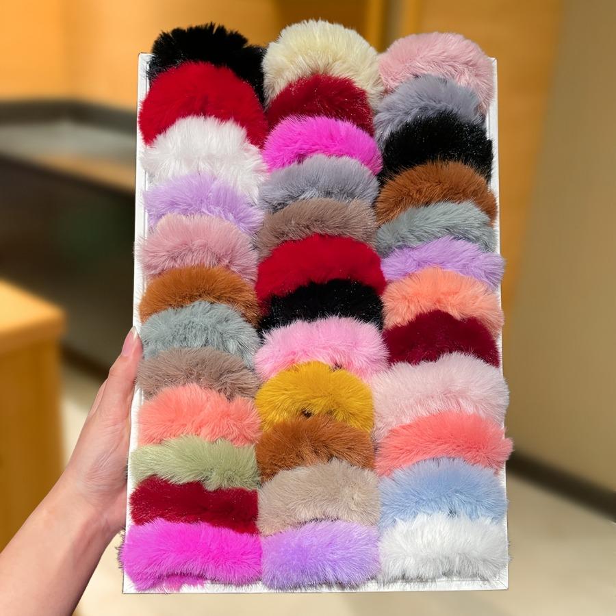 30pcs Set of Colorful, Youthful, Simple, and Lazy-Style Plush Hair Ties, Perfect for Pairing with Sweaters and Daily Commutes in Autumn and Winter