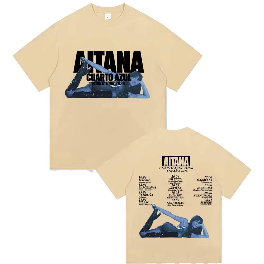 Aitana Cuarto Azul 2026 World Tour Printed Tshirt for Men  Women Y2K Hip Hop Retro Fashion Cotton Short Sleeve Tshirt