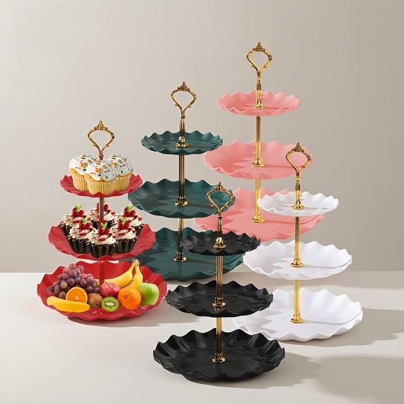 1PACK three-layer cupcake holder, European ruffle or lace dessert tower tray for tea parties, proms and weddings