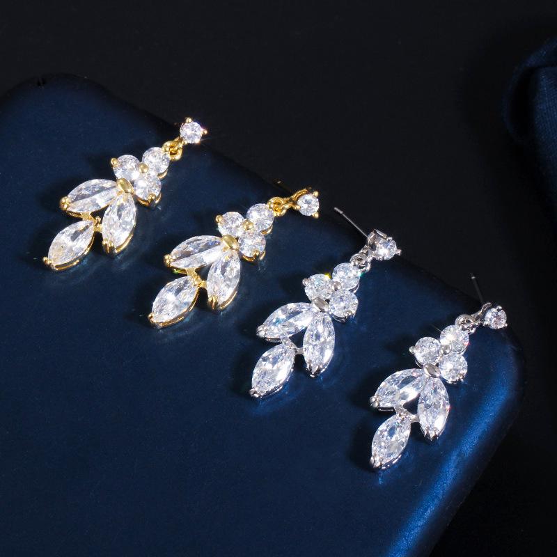 Korean Style AAA Zircon Earrings & Necklace Set for Weddings & Evenings