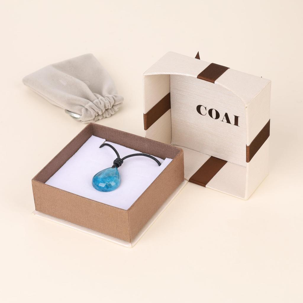 Apatite Teardrop Lucky Charm Power Stone Necklace [COAI] (Unisex)