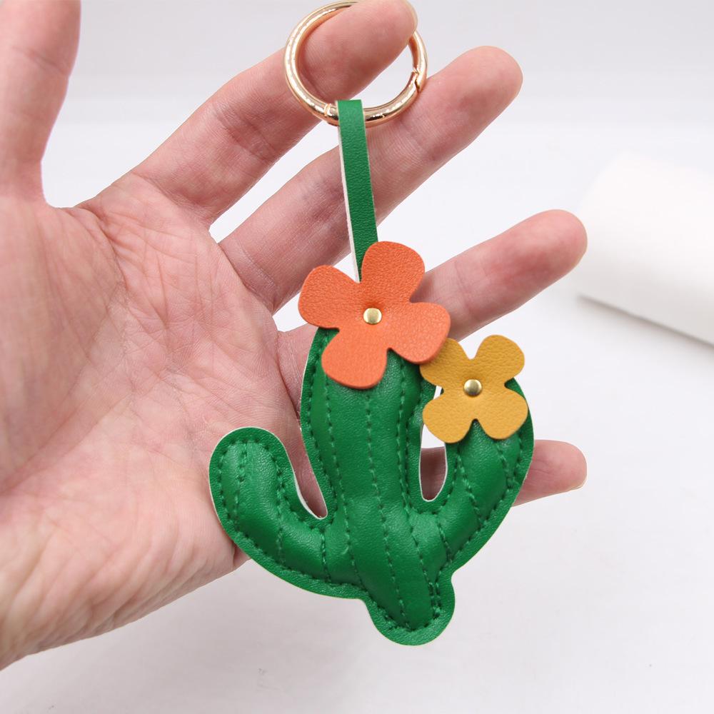 Spring Cactus Leather Pendant: Handbag, Clothing Accessory & Keychain