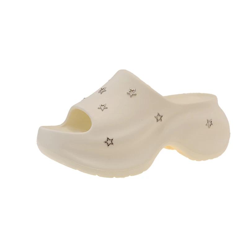 Fashion Niche Star 2025 Summer New Casual Flip-Flops Fashion and Versatile Platform Heightening Lightweight Women's Outside Sandals