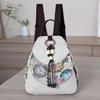 Dual Shoulder Bag, Women's Bag, Small Backpack, Handmade Wooden Beads Tassel, Casual Travel Bag