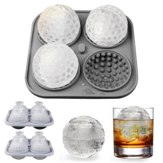 

2 шт. лотки для кубиков льда для гольфа, 4 полости, большая сфера, круглая форма для коктейлей, виски, бурбона, охлаждающий силиконовый круг без бисфенола А 2pcs серый