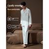 Men's Ice Silk Long Sleeve Pajama Set for Teens & Adults - Spring/Fall Wear, Indoors & Outdoors