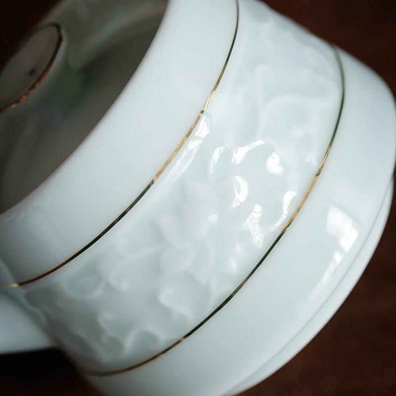 Chinese Hand-Painted Celadon Ceramic Kung Fu Tea Set