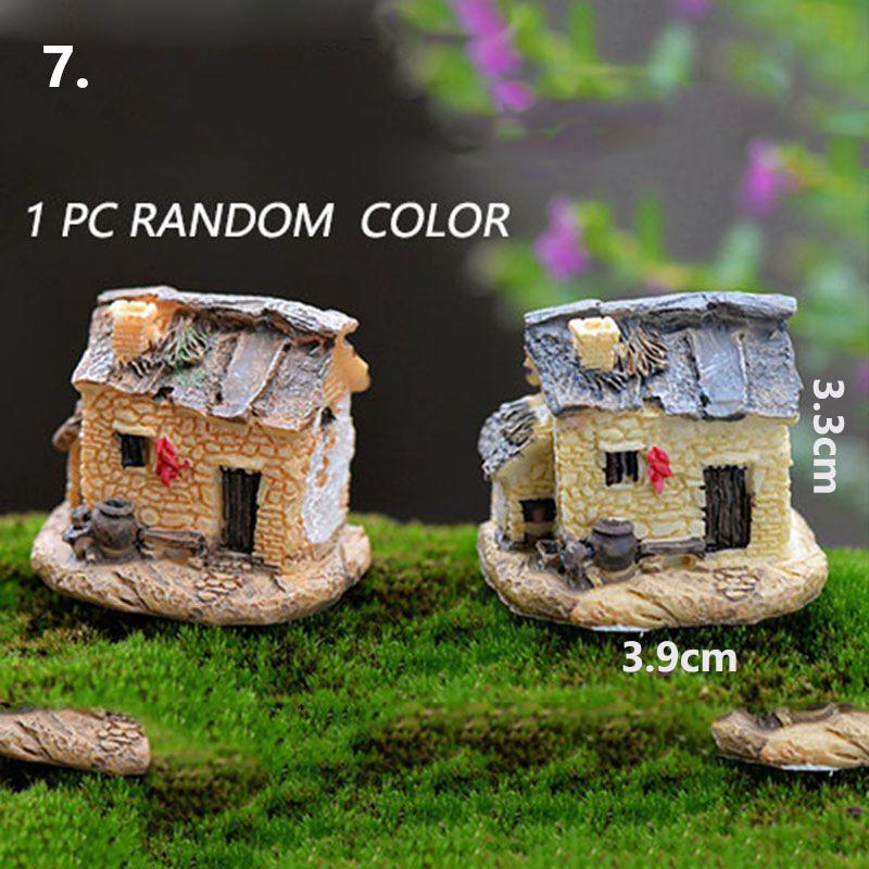 

Mini Style 8 Small House Cottages Diy Crafts Figure Ornament Landscape Garden Orange/Yellow-Color Random(1pcs)