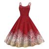 Women's Fashion Casual Christmas Print Sexy Off-the-shoulder Punk Retro Dress
