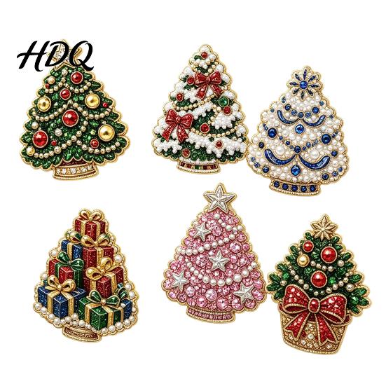 Creative Seasonal Crafts 6Pcs/Set Fridge Magnets Faux Pearl Art Kit Christmas Snowman Tree Santa Magnetic Snowflake Ornaments Magnets DIY