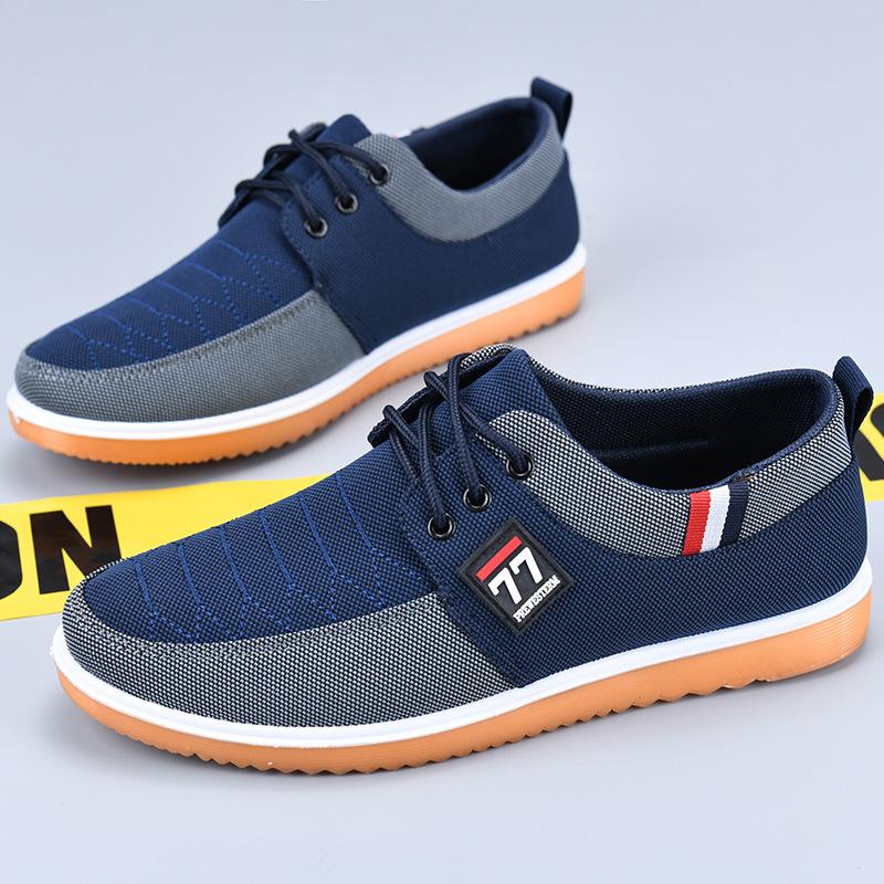 Fashion Men's Canvas Shoes Light Walking Flats Casual Sneakers Men Lace Up Vulcanize Shoes Soft Sole Driving Shoes Zapatillas