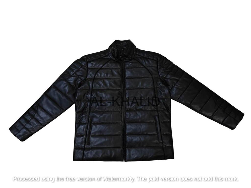 Stylish Men's Genuine Lambskin Leather Jacket Puffer Black Full Quilted Zipper