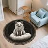 Black and White Fox,Round Area Rug,Carpet Rug for Living Room Bedroom Sofa Playroom Decor,Non-slip Floor Mat